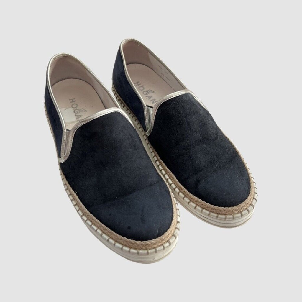 Hogan Women's Blue Suede Espadrille Slip On R260 Sneakers Eu39 ($370)